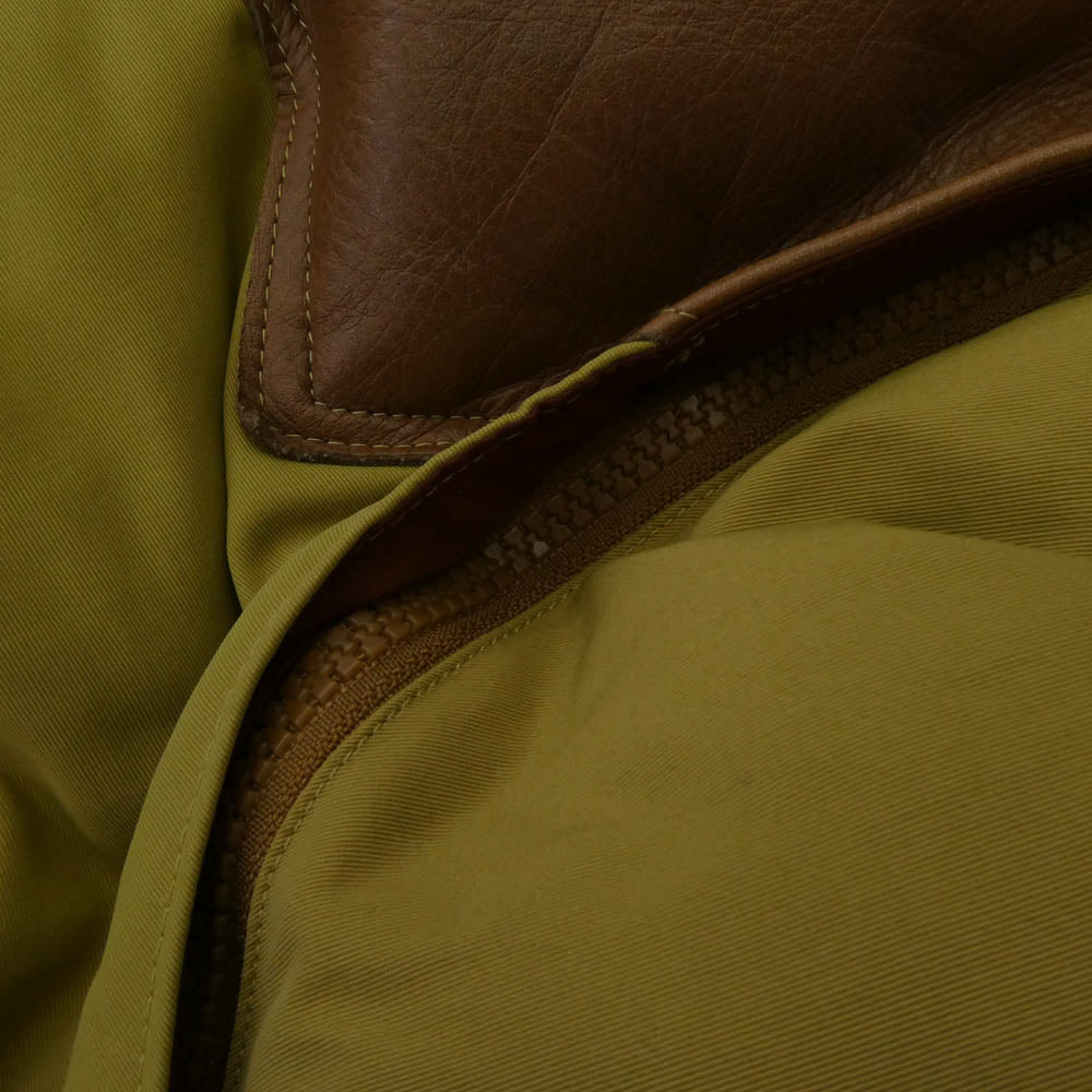 SUGAR CANE シュガーケーン SC11788 レザーヨーク切替 ダウンジャケット モスグリーン系 ブラウン系 M【中古】