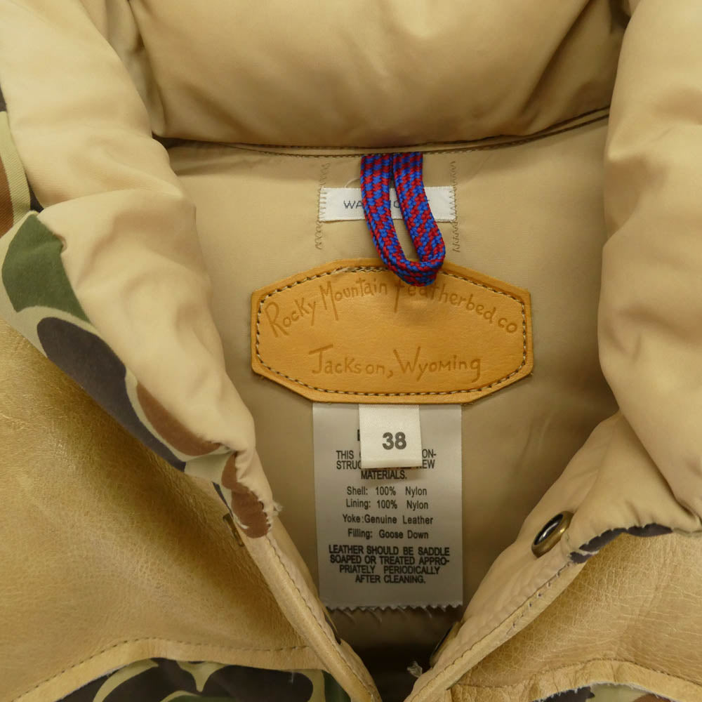 WAREHOUSE ウエアハウス Rocky Mountain Featherbed ロッキーマウンテンフェザーベッド カモフラ ヨーク切替 ダウンベスト カーキ系 マルチカラー系 38【中古】