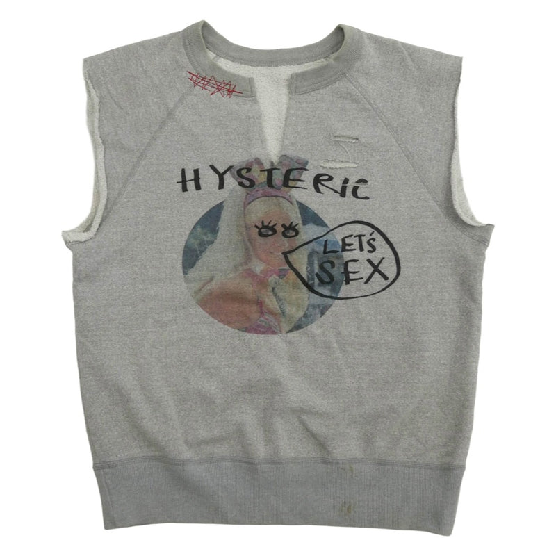HYSTERIC GLAMOUR ヒステリックグラマー 2CS-5370 ダメージ加工 スウェット ベスト グレー系 FREE【中古】
