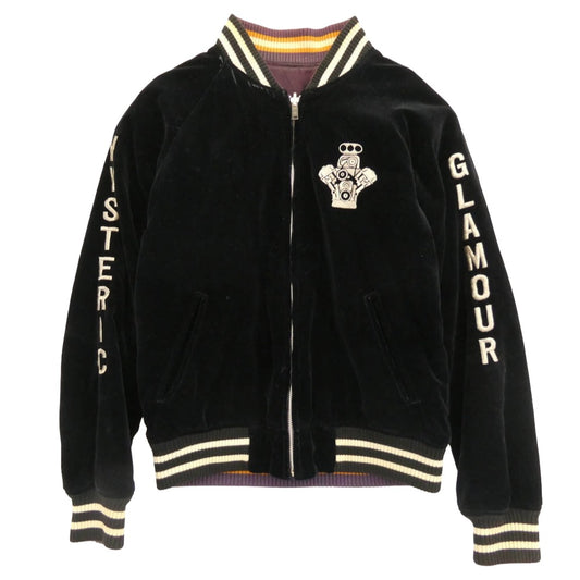 HYSTERIC GLAMOUR ヒステリックグラマー 2AB-5340 BLACK MAGIC RACING ENGINES ベロア リバーシブル スカジャン ブラック系 FREE【中古】