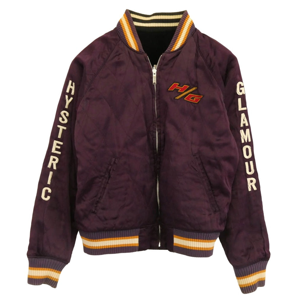 HYSTERIC GLAMOUR ヒステリックグラマー 2AB-5340 BLACK MAGIC RACING ENGINES ベロア リバーシブル スカジャン ブラック系 FREE【中古】
