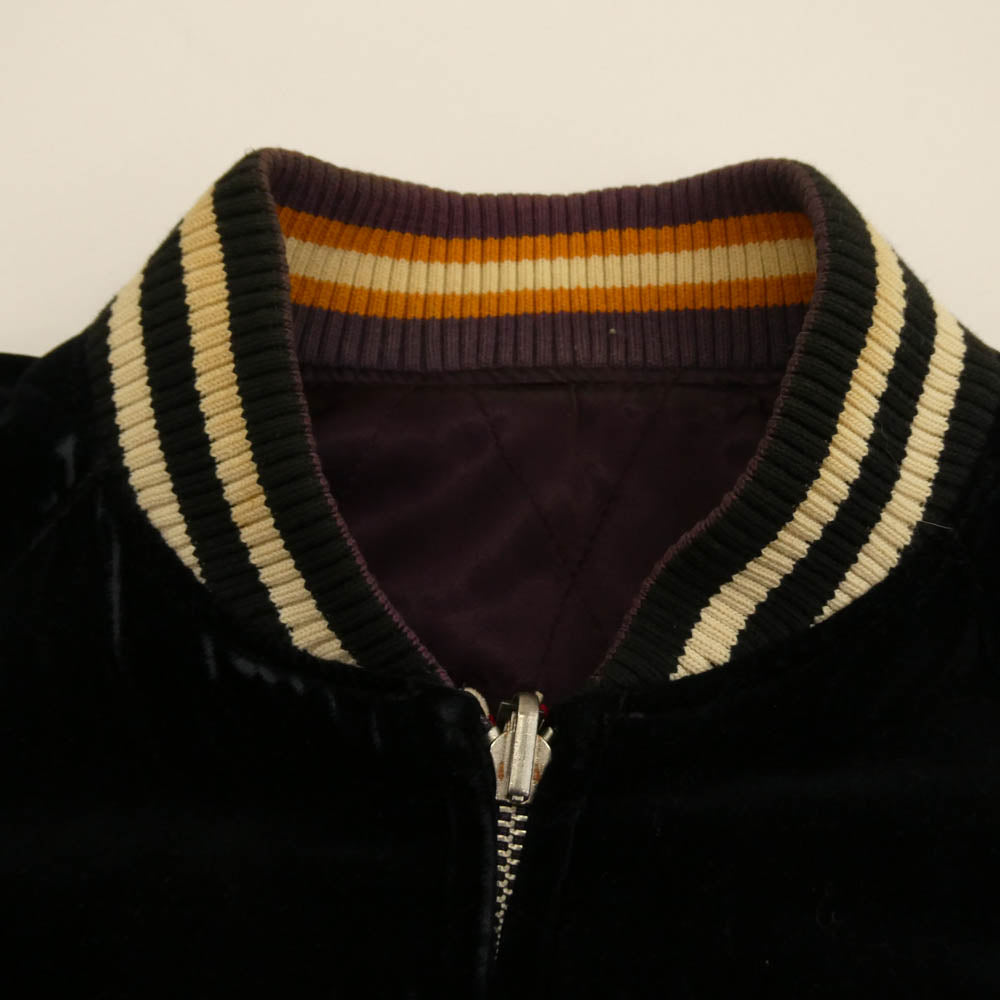 HYSTERIC GLAMOUR ヒステリックグラマー 2AB-5340 BLACK MAGIC RACING ENGINES ベロア リバーシブル スカジャン ブラック系 FREE【中古】