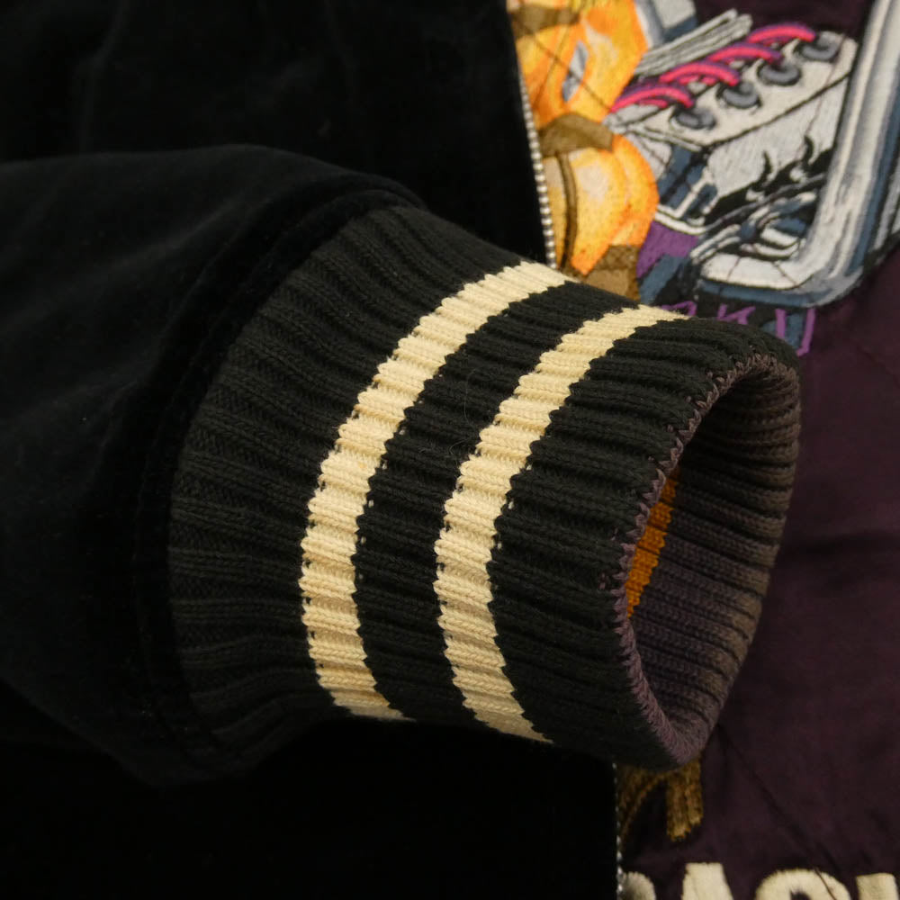 HYSTERIC GLAMOUR ヒステリックグラマー 2AB-5340 BLACK MAGIC RACING ENGINES ベロア リバーシブル スカジャン ブラック系 FREE【中古】