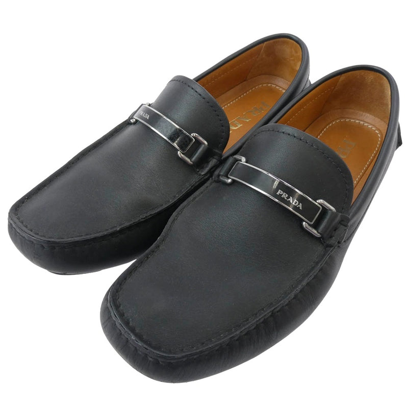 PRADA プラダ レザー ドライビング シューズ ローファー ブラック系 6【中古】