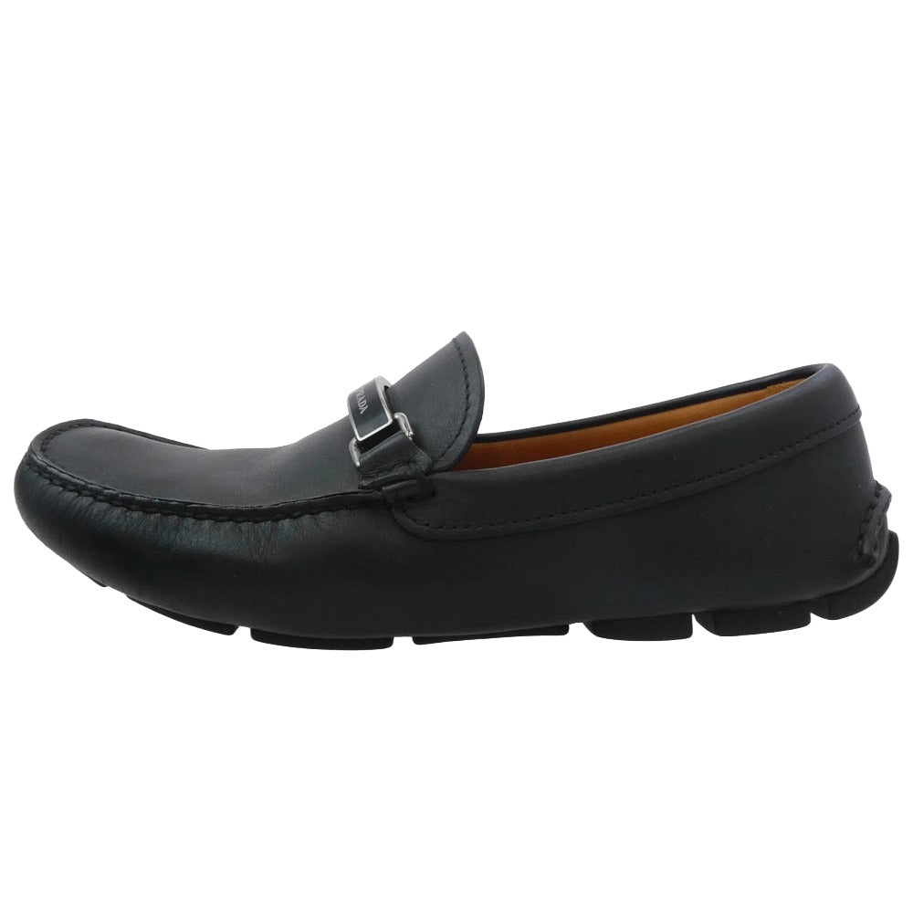 PRADA プラダ DNC725 レザー ローファー シューズ ブラック系 36【美品