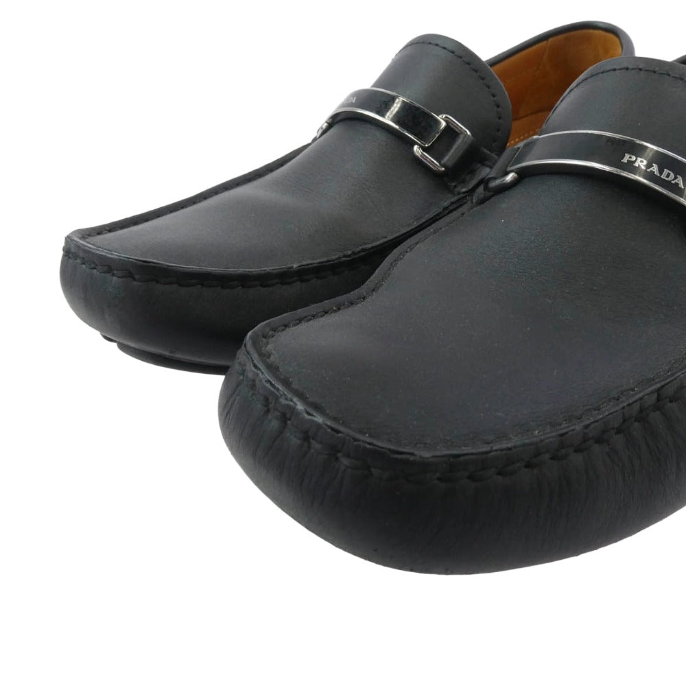 PRADA プラダ レザー ドライビング シューズ ローファー ブラック系 6【中古】
