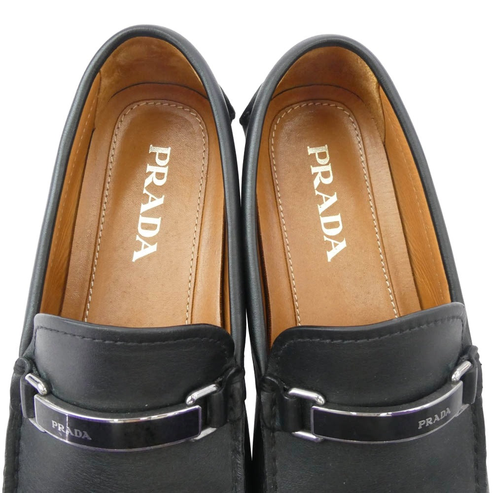 PRADA プラダ レザー ドライビング シューズ ローファー ブラック系 6【中古】
