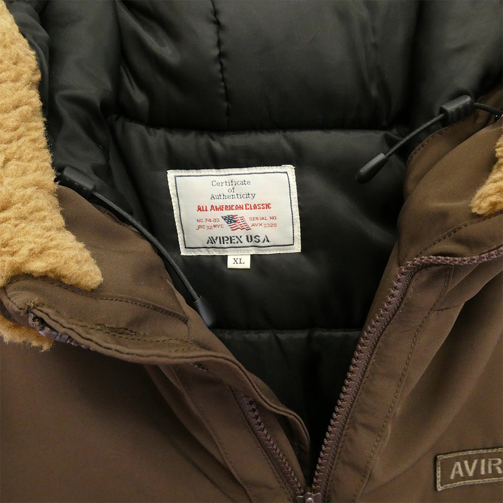 AVIREX アヴィレックス 783-2252050 B-3 HOODIE 中綿 ジャケット ブラウン系 XL【中古】