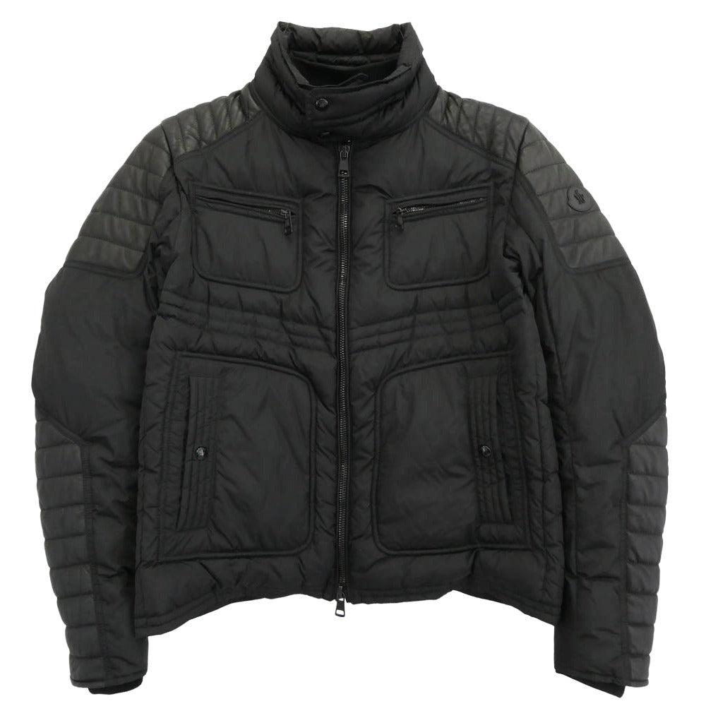 MONCLER モンクレール DIMITRI GIUBBOTTO ディミトリ レザー 切替 ダウンジャケット ブラック系 4【中古】