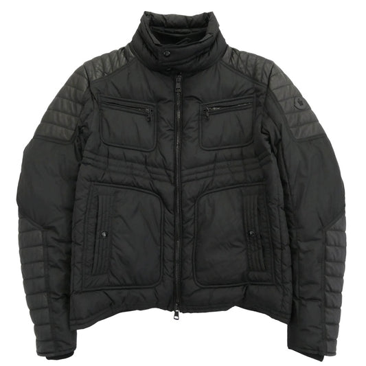 MONCLER モンクレール DIMITRI GIUBBOTTO ディミトリ レザー 切替 ダウンジャケット ブラック系 4【中古】