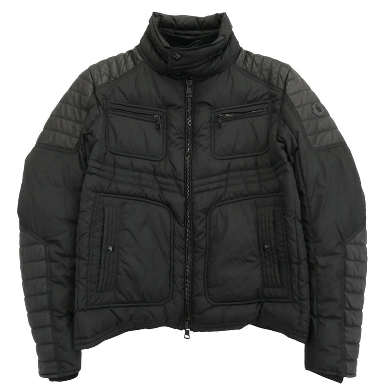MONCLER モンクレール DIMITRI GIUBBOTTO ディミトリ レザー 切替 ダウンジャケット ブラック系 4【中古】
