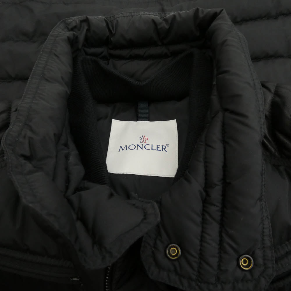 MONCLER モンクレール DIMITRI GIUBBOTTO ディミトリ レザー 切替 ダウンジャケット ブラック系 4【中古】