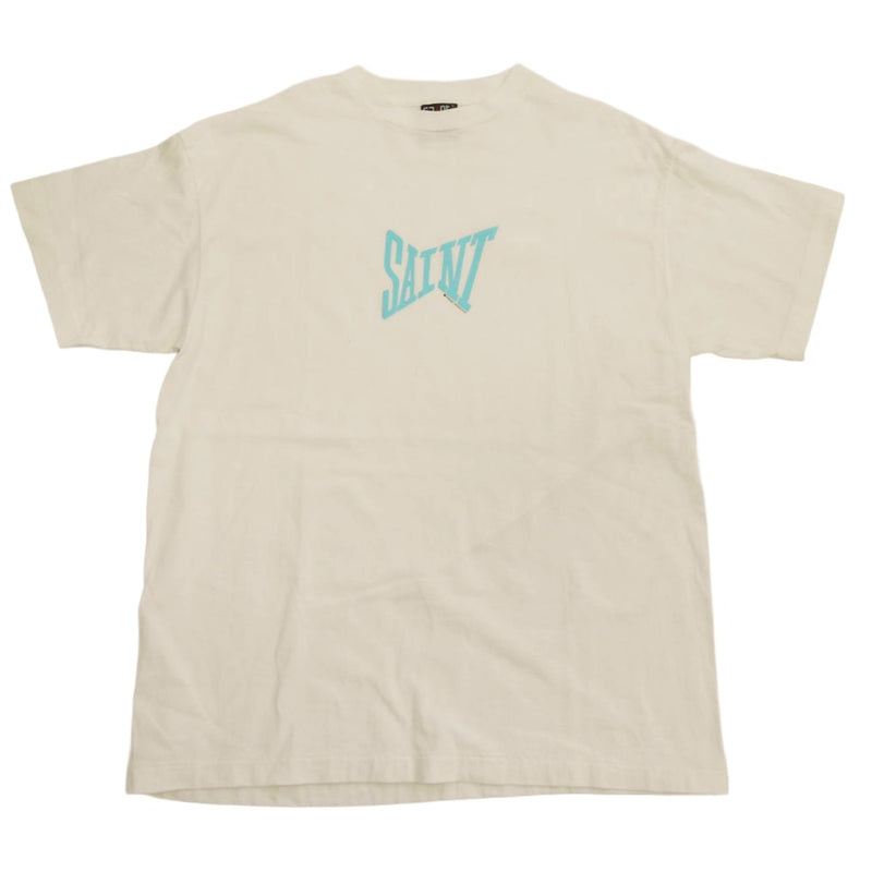 SAINT MICHAEL セントマイケル 24SS SM-YS8-0000-012 TEE RIBON SAINT リボンセント 半袖 ロゴ プリント Tシャツ ホワイト系 L【中古】