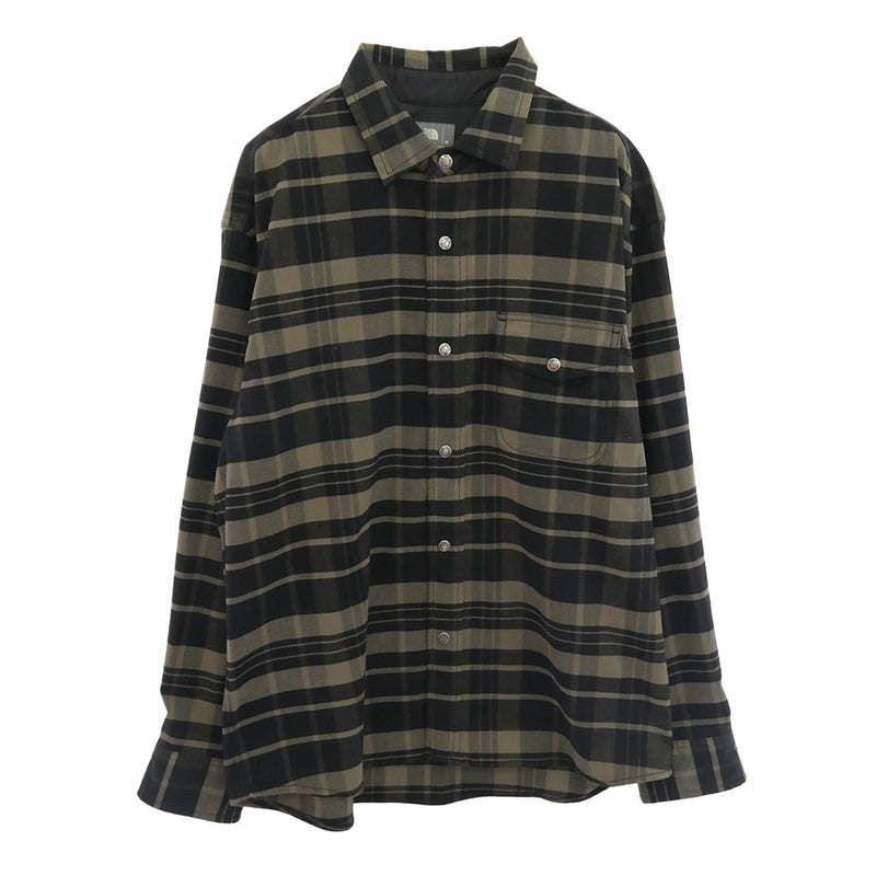 THE NORTH FACE ノースフェイス NR62031 ロング スリーブ ストレッチ フランネル 長袖 シャツ ブラウン系 ダークブラウン系 M【中古】