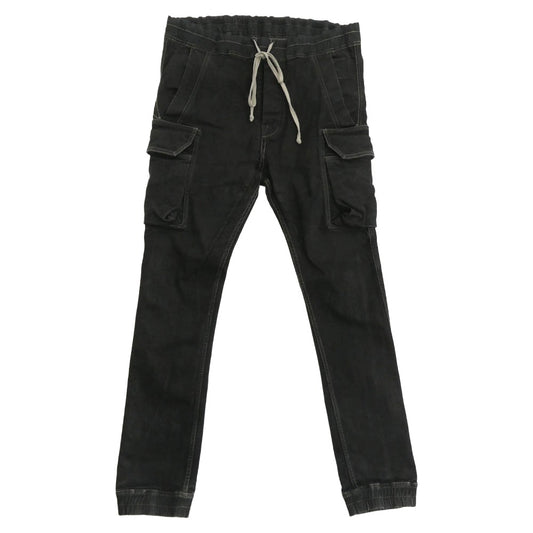 Rick Owens リックオウエンス 21AW DU02A3386-SBF DRKSHDW ダークシャドウ MASTODON CUT PANTS マストドン カット ブラックデニム カーゴパンツ ブラック系 L【中古】