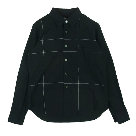 BLACK COMME des GARCONS ブラックコムデギャルソン AD2017 1T-B016 ランダムステッチデザイン 長袖 シャツ ブラック系 ホワイト系 XS【中古】
