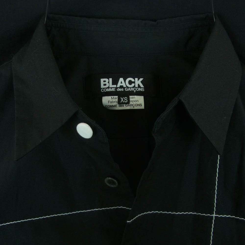 BLACK COMME des GARCONS ブラックコムデギャルソン AD2017 1T-B016 ランダムステッチデザイン 長袖 シャツ ブラック系 ホワイト系 XS【中古】