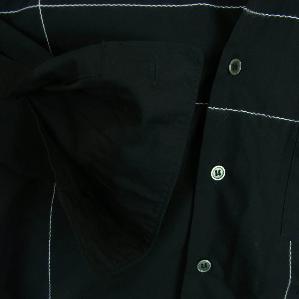 BLACK COMME des GARCONS ブラックコムデギャルソン AD2017 1T-B016 ランダムステッチデザイン 長袖 シャツ ブラック系 ホワイト系 XS【中古】