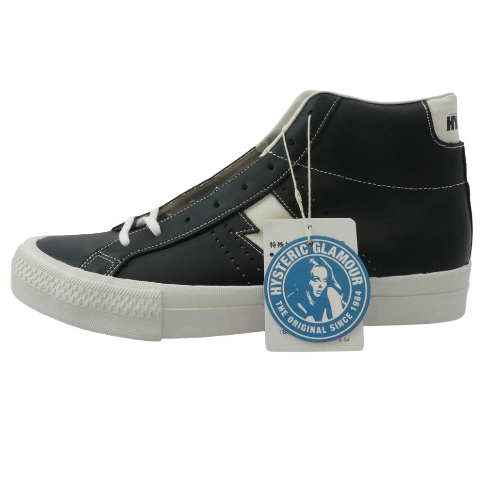 HYSTERIC GLAMOUR ヒステリックグラマー 02193QS03 CLASSIC クラシック レザー ハイカット スニーカー ブラック系【美品】【中古】