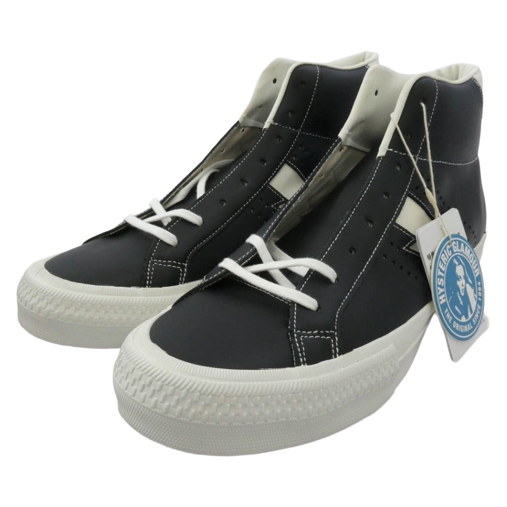HYSTERIC GLAMOUR ヒステリックグラマー 02193QS03 CLASSIC クラシック レザー ハイカット スニーカー ブラック系【美品】【中古】