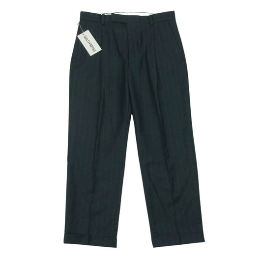 WACKO MARIA ワコマリア 21AW 21FW-WMP-TR17 DORMEUIL ドーメル社製生地 PLEATED TROUSERS プリーツ ストライプ スラックス パンツ トラウザーズ ネイビー系 S【新古品】【未使用】【中古】