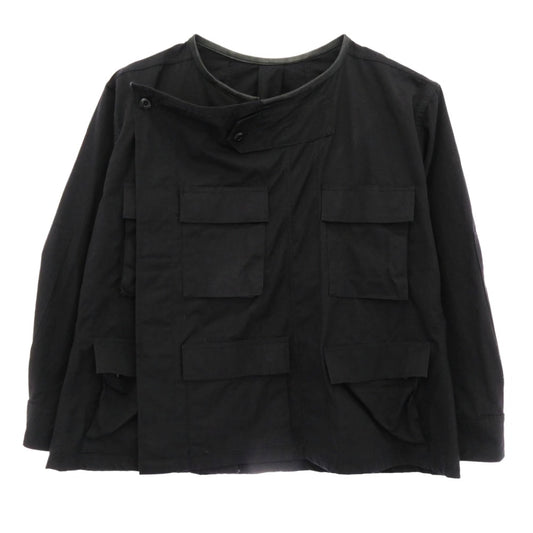 ヴィンテージ SP0100-97-D-CB11 US.ARMY ユーエスアーミー カスタム リメイク品 90s 97年製 357 BDU レザーパイピング ノーカラー リップストップ ミリタリー ジャケット ブラック系 FREE【中古】