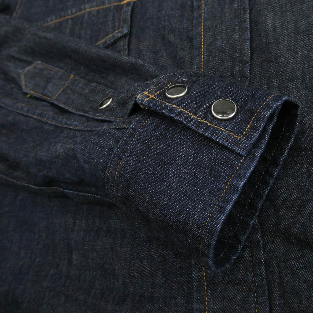 MINEDENIM マインデニム WST-501-81-013-9 5.5oz Western SH OWS ストレッチ素材 デニム ウエスタン 長袖 シャツ インディゴブルー系 1【中古】