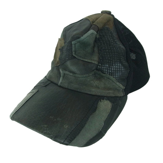 BACKBONE バックボーン BB10FW-G100K レザー パッチワーク メッシュ トラッカー キャップ ブラック系 F【中古】