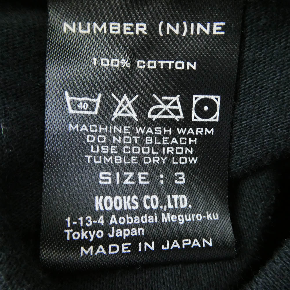 NUMBER(N)INE ナンバーナイン × メディコムトイ ベアブリックプリント クルーネック 半袖 Tシャツ ブラック系 3【中古】