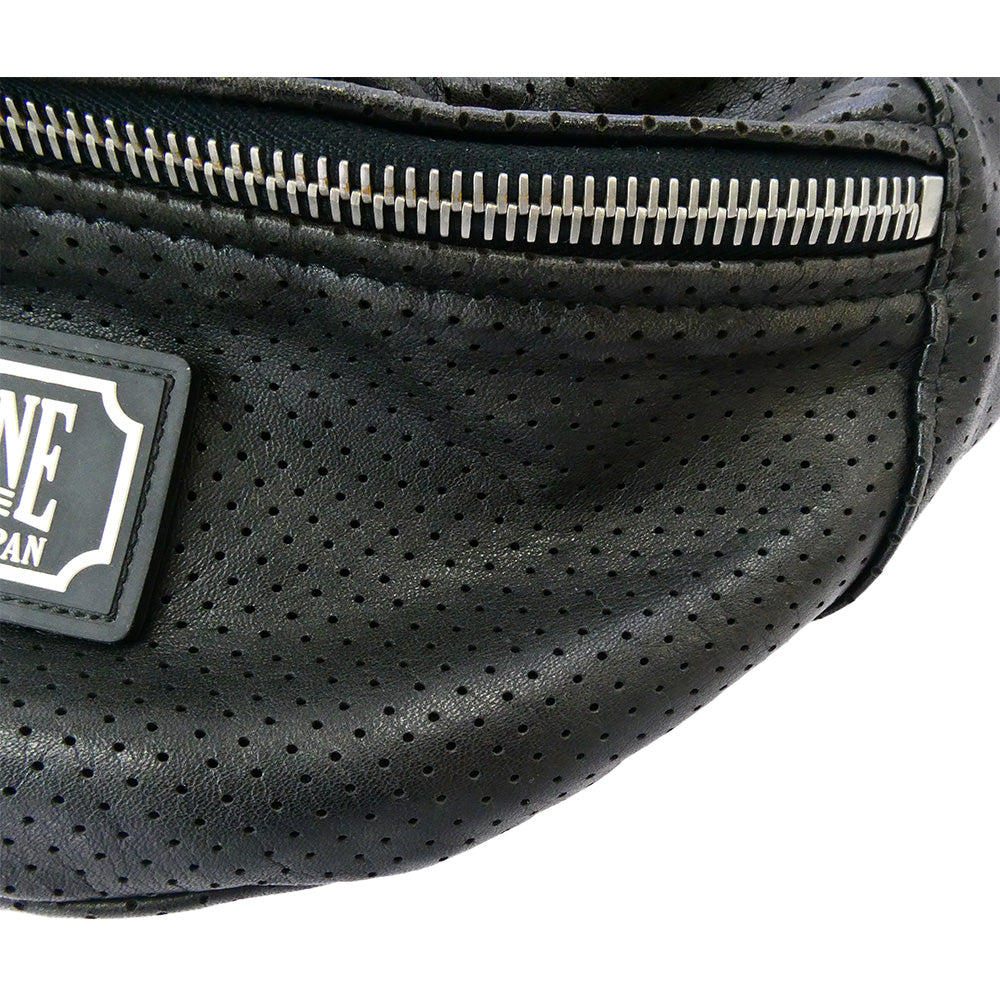 BACKBONE バックボーン ラバーロゴ レザーパンチング ボディバッグ ウエストバッグ ブラック系 F【中古】