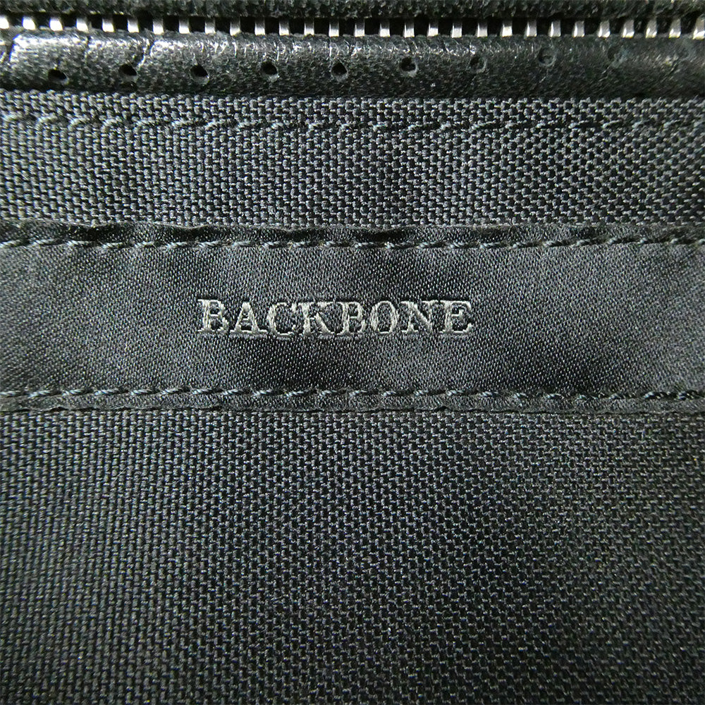 BACKBONE バックボーン ラバーロゴ レザーパンチング ボディバッグ ウエストバッグ ブラック系 F【中古】