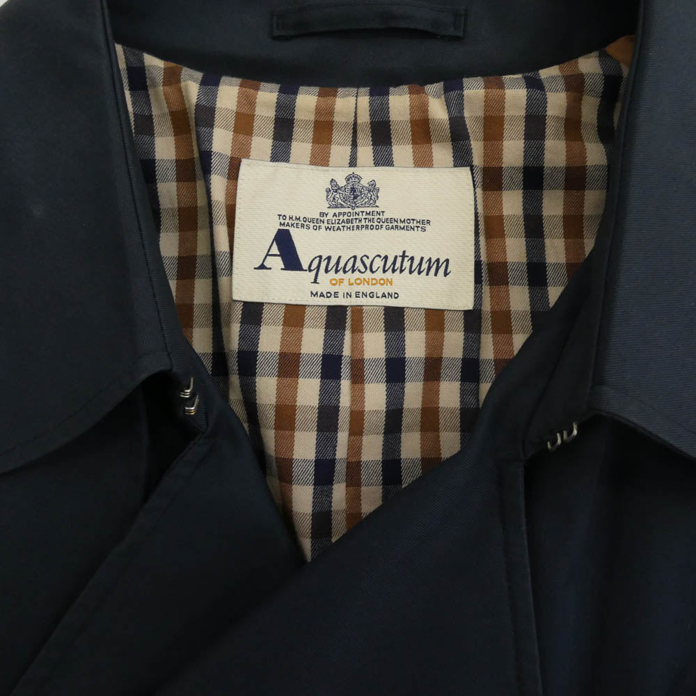 Aquascutum アクアスキュータム 英国製 イングランド製 トレンチコート ネイビー系 42REG【中古】