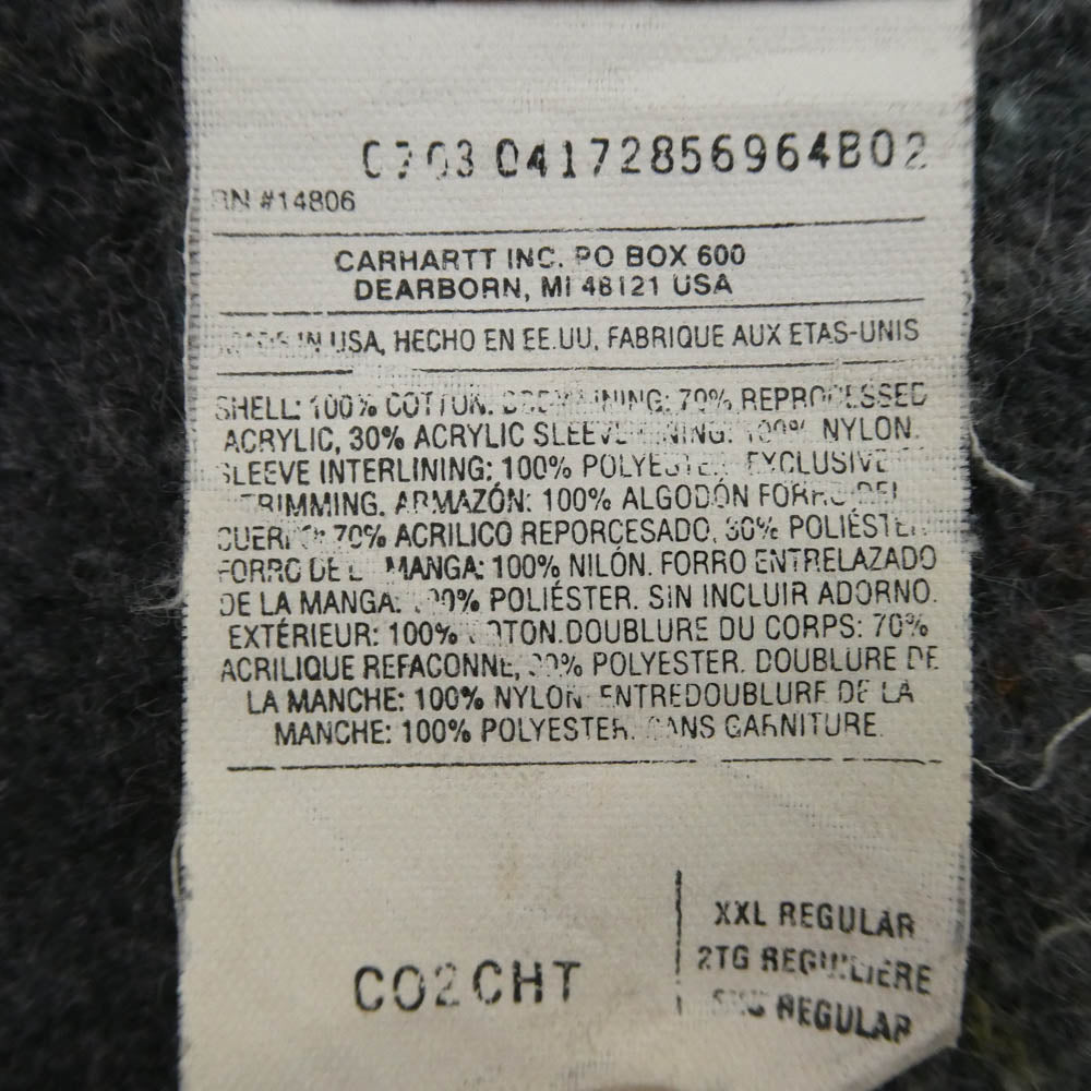 Carhartt カーハート 00s 2003年製 USA製 ブランケットライナー ダック地 カバーオール ブラウン系 XXL【中古】