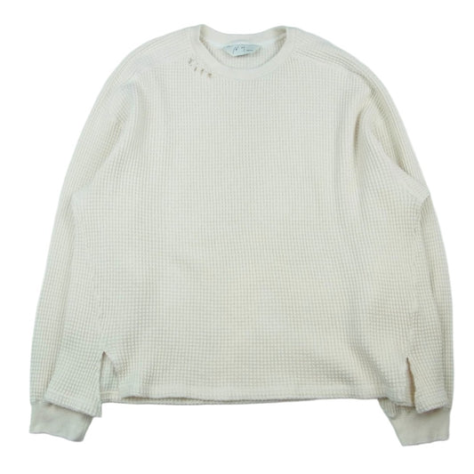ANCELLM アンセルム ANC-CT35 DAMAGE HEAVY WAFFLE OVERSIZED LS T-SHIRT IVORY ダメージ加工 ヘビーワッフル オーバーサイズ カットソー ホワイト系 2【中古】