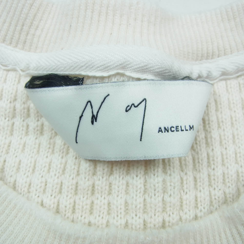 ANCELLM アンセルム ANC-CT35 DAMAGE HEAVY WAFFLE OVERSIZED LS T-SHIRT IVORY ダメージ加工 ヘビーワッフル オーバーサイズ カットソー ホワイト系 2【中古】