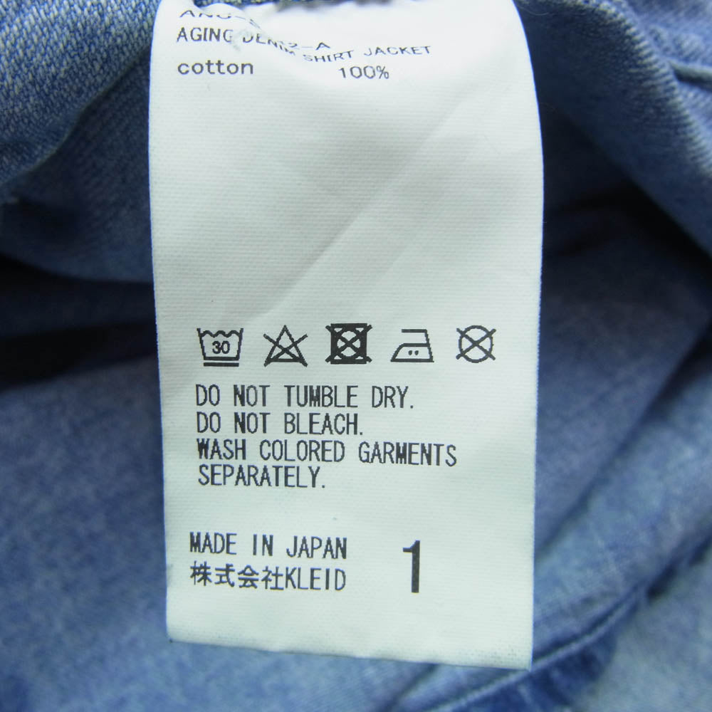 ANCELLM アンセルム 24AW ANC-SH42-A AGING DENIM SHIRT JACKET エイジング デニム シャツ ジャケット インディゴブルー系 1【中古】