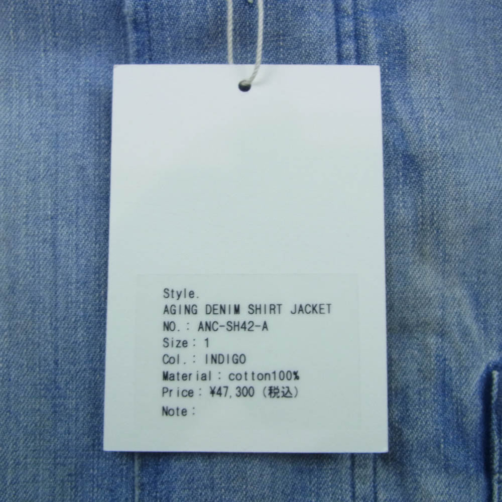 ANCELLM アンセルム 24AW ANC-SH42-A AGING DENIM SHIRT JACKET エイジング デニム シャツ ジャケット インディゴブルー系 1【中古】