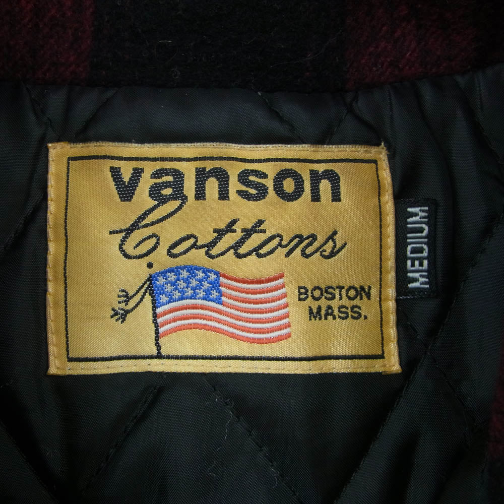 VANSON バンソン バック スカル バッファロー チェック ジャケット レッド系 M【中古】