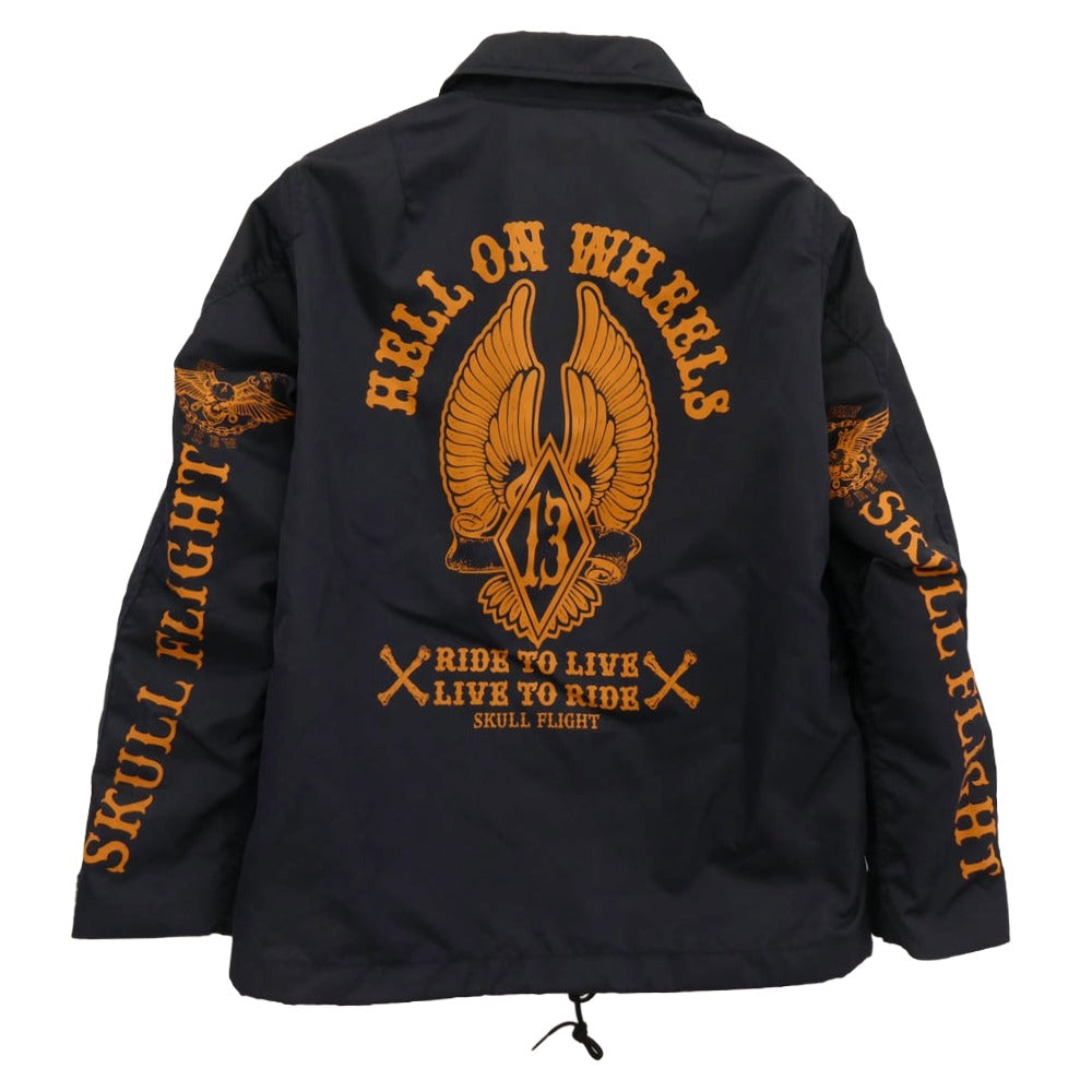 SKULL FLIGHT スカルフライト Riders Coach Jacket コーチ ジャケット ネイビー系 オレンジ系 40【中古】