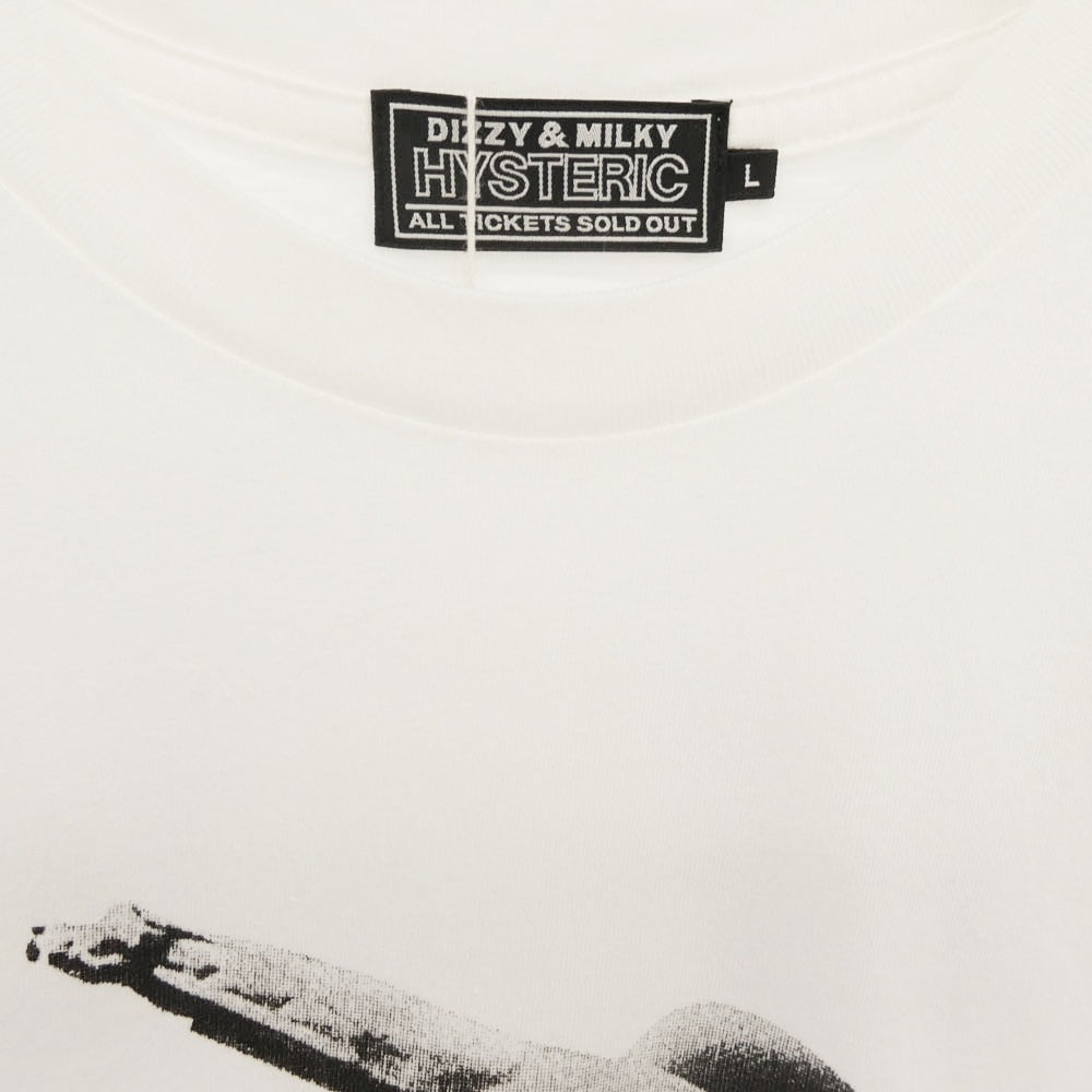 HYSTERIC GLAMOUR ヒステリックグラマー 02253CT19 MILK ミルク別注 MILK RAID HYS ミルクレイド プリント 半袖 クルーネック Tシャツ ホワイト系 L【極上美品】【中古】
