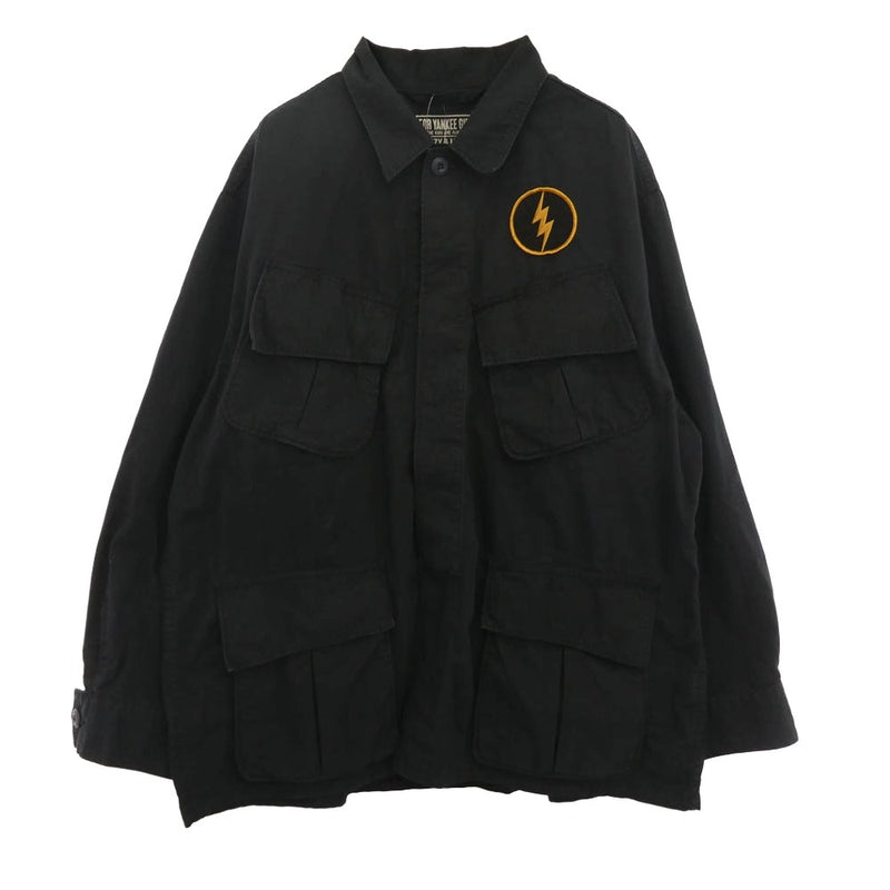 HYSTERIC GLAMOUR ヒステリックグラマー 25AW 02253AH06 HG1963 ワッペン ファティーグシャツ 長袖 ミリタリー シャツ ネイビー系 L【中古】