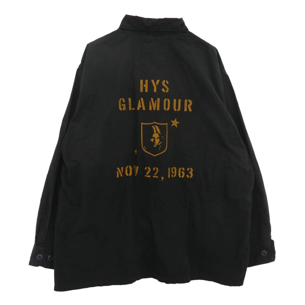 HYSTERIC GLAMOUR ヒステリックグラマー 25AW 02253AH06 HG1963 ワッペン ファティーグシャツ 長袖 ミリタリー シャツ ネイビー系 L【中古】