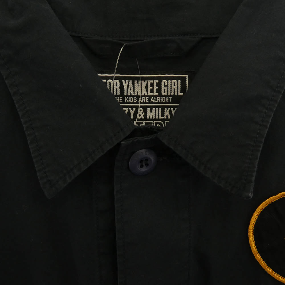 HYSTERIC GLAMOUR ヒステリックグラマー 25AW 02253AH06 HG1963 ワッペン ファティーグシャツ 長袖 ミリタリー シャツ ネイビー系 L【中古】