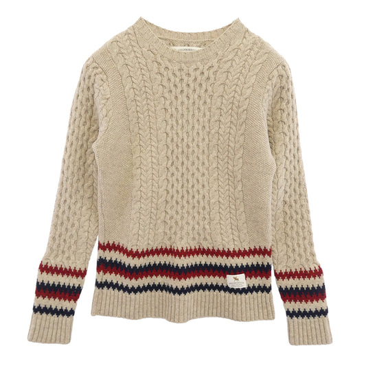 NEIGHBORHOOD ネイバーフッド 14AW 142MANH-KNM01 DAKOTA W-CREW LS ダコタ ウール クルーネック ニット セーター ベージュ系【中古】