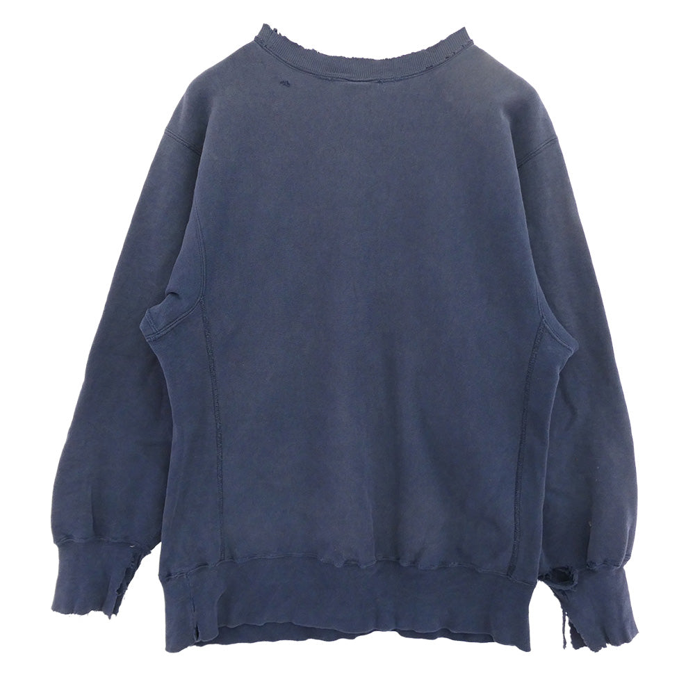 Champion チャンピオン 90s USA製 刺繍タグ リバースウィーブ IOWA プリント スウェット ネイビー系 XL【中古】