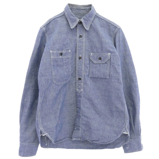 STUDIO D’ARTISAN ステュディオダルチザン 5333 CHAMBRAY WORK SHIRT シャンブレー デニム ワークシャツ 長袖 インディゴブルー系 38【中古】