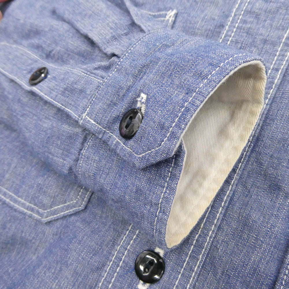 STUDIO D’ARTISAN ステュディオダルチザン 5333 CHAMBRAY WORK SHIRT シャンブレー デニム ワークシャツ 長袖 インディゴブルー系 38【中古】
