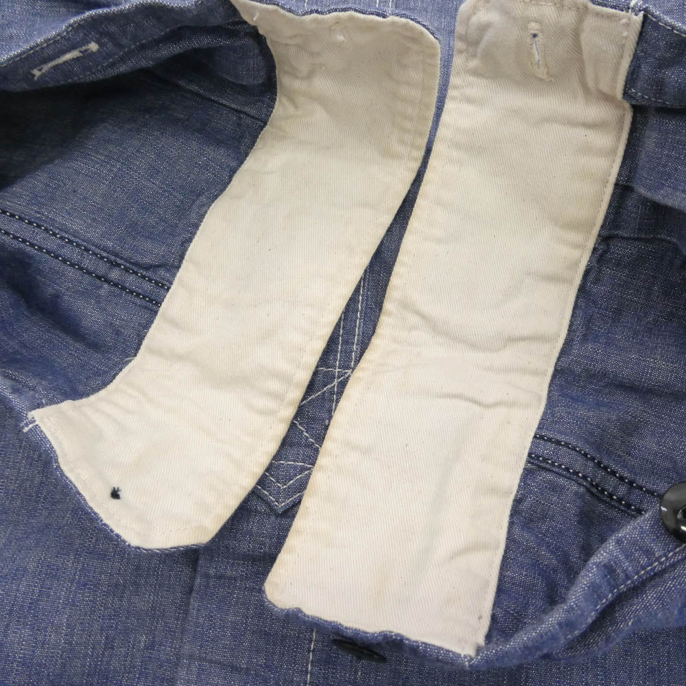 STUDIO D’ARTISAN ステュディオダルチザン 5333 CHAMBRAY WORK SHIRT シャンブレー デニム ワークシャツ 長袖 インディゴブルー系 38【中古】