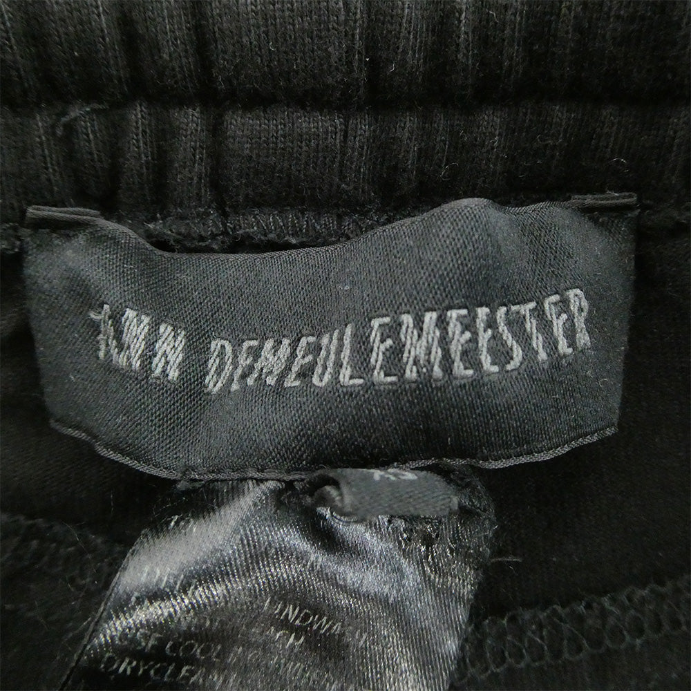 ANN DEMEULEMEESTER アンドゥムルメステール ジップフライ クロップド スウェットパンツ ブラック系 XS【中古】