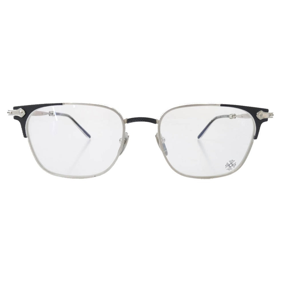 CHROME HEARTS クロムハーツ（原本無） ORALOVERHAUL オーラルオーバーハウル スクエアフレーム CHロゴプレートテンプル アイウェア 眼鏡 シルバー系 ブラック系 54□19-153【中古】